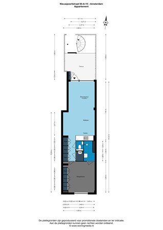 Floorplan - Nieuwpoortstraat 94A15, 1055 RZ Amsterdam